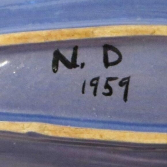 Vintage MCM Kitchen Decor Celery Dish Blue 1959 Dining Table Decor And Use - Picture 6 of 8